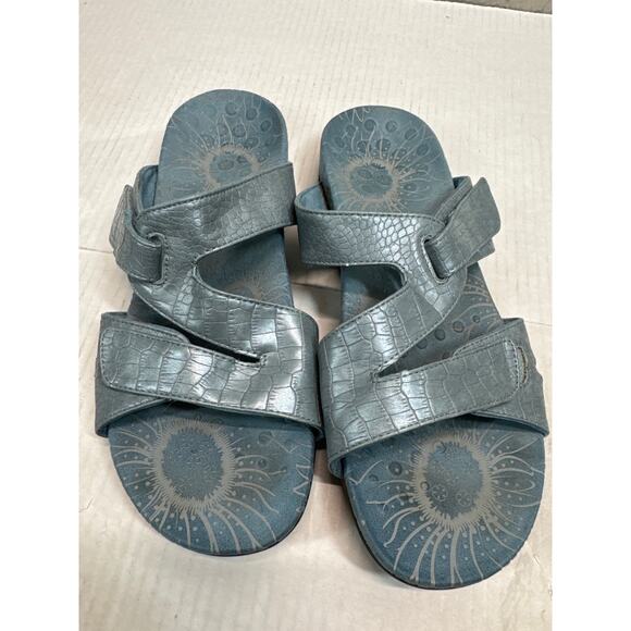 Vionic Lauren Womens Sandals Coral Embossed Leather Open Toe Slide Shoes size 10 - Picture 1 of 4